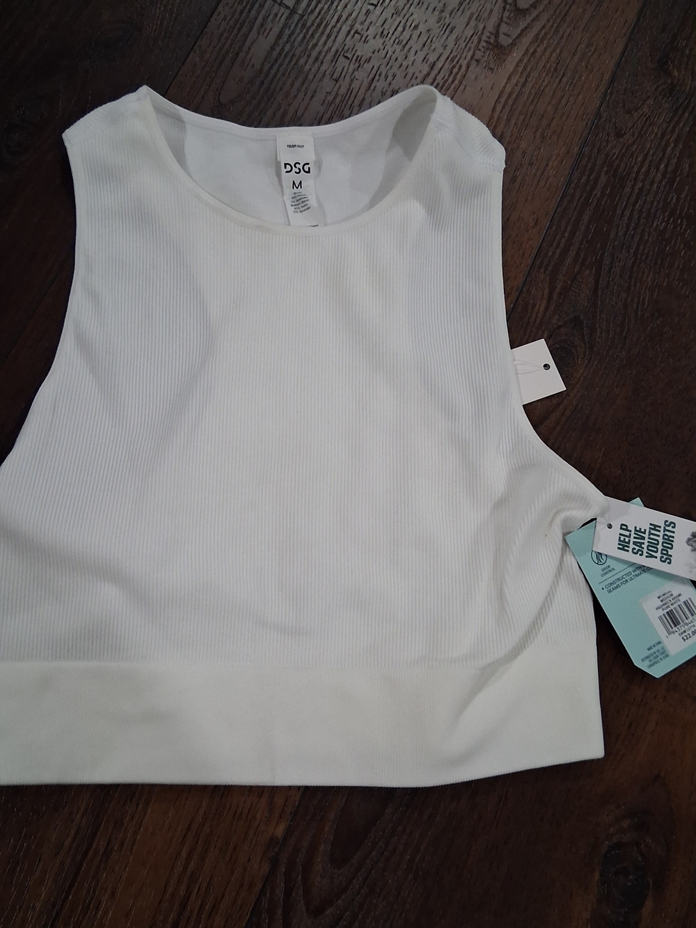 DSG White Ribbed Cropped Tank Top